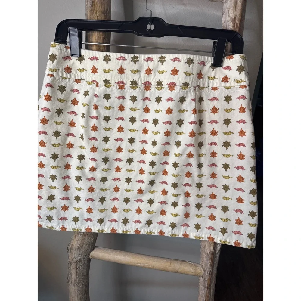 Women's J.Crew Double-Breasted Turtle Print Mini Skirt Cotton size 4